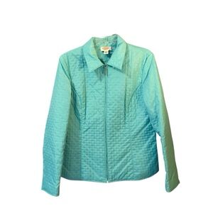 Talbots Aqua Quilted Zip Front Lightweight Jacket Size 12